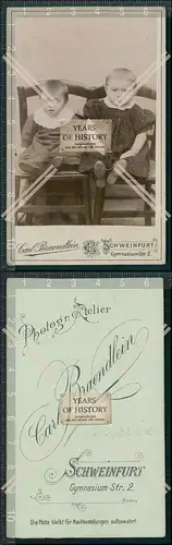 CDV Foto Klein Kinder Geschwister Atelier in Schweinfurt Bayern um 1895