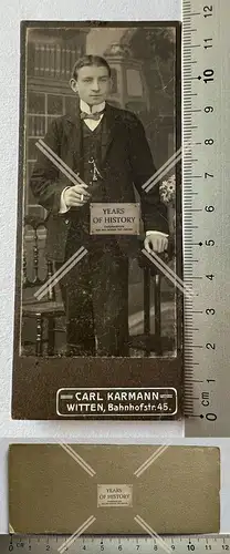 CDV Foto Junger Mann Uhrkette Atelier Karmann Witten Ruhr um 1905