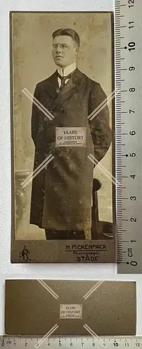 CDV Foto feiner Heer im Mantel Brille Atelier Stade bei Hamburg 1905 