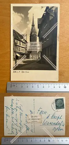 Foto  AK Halle an der Saale roter Turm Straßenansicht 1938 gelaufen