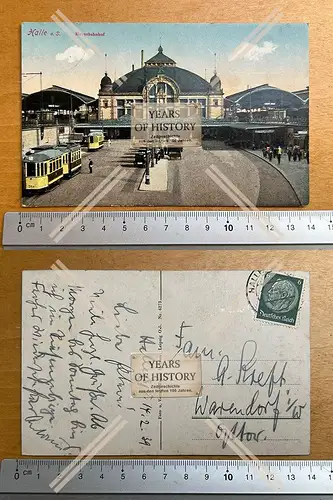 AK Halle an der Saale Hauptbahnhof 1939 gelaufen