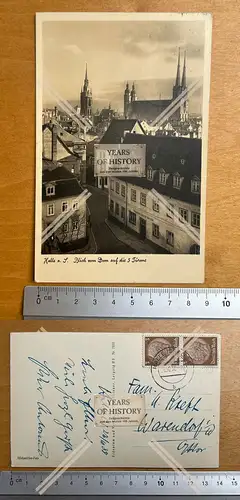 AK Halle an der Saale Blick vom Dom auf die 5 Türme 1938 gelaufen