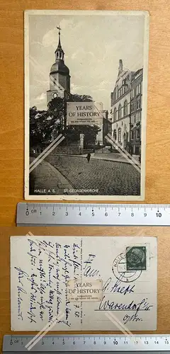 AK Halle an der Saale St. Georgen-Kirche 1938 gelaufen