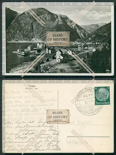 AK Norge Eidfjord Vik Norwegen Steg für Kriegsschiffe 1935 gel. Wohnsiedlung B