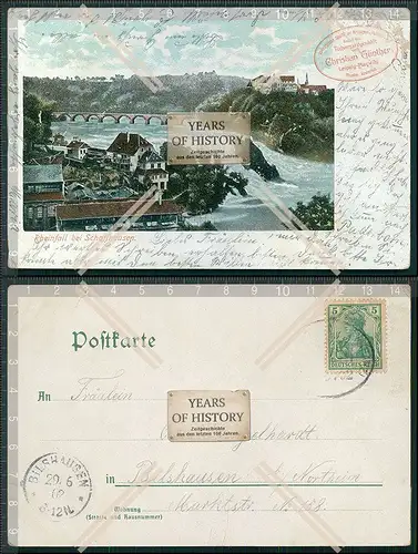 AK Rheinfall bei Schaffhausen Litho 1902 gelaufen Werbekarte