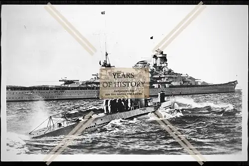 Foto Unterseeboot U-Boot U 47 Prien u. Schiff Scharnhorst Versenkung der ROYAL 
