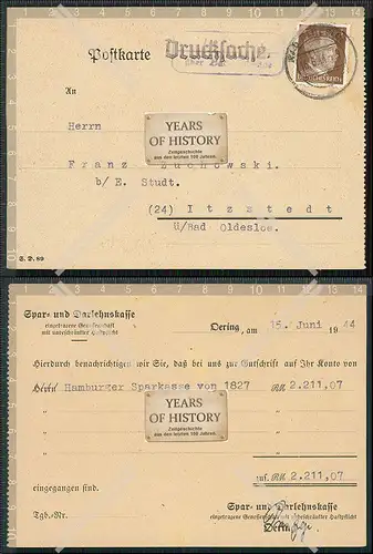 Postkarte Landpoststempel Itzstedt über Bad Oldesloe 1944 gelaufen
