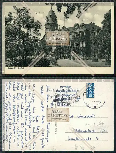 AK Detmold Lippe Schloss Karte gelaufen