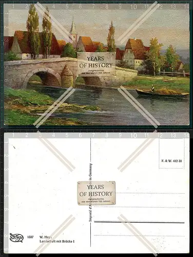 AK W. Hoy Landschaft mit Brücke Degi Künstlerkarte