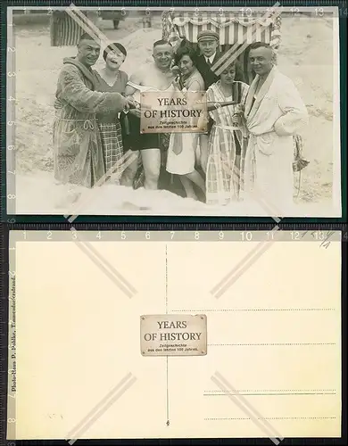 Foto AK Gruppenfoto am Timmendorfer Strand 1933 Sommerfrische Urlaub