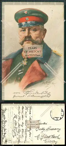 Orig. AK Portrait Paul von Hindenburg gelaufen 1914