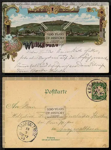 Orig. AK Weissenburg a. Sand Litho Gunzenhausen Bayern Mittelfranken gel. 1899