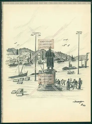 Original Handzeichnung Norwegen 1940 von Soldat Edgar Müller Stavanger mit Bleis