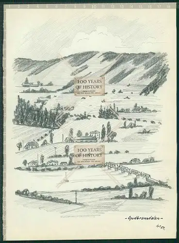Original Handzeichnung Norwegen 1940 von Soldat Edgar Müller Gudbransdalen mit B