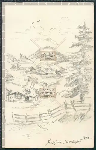 Original Handzeichnung Norwegen 1940 von Soldat Edgar Müller Norwegische Landsch
