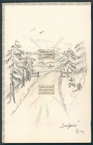 Original Handzeichnung Norwegen 1940 von Soldat Edgar Müller Landjören mit Bleis