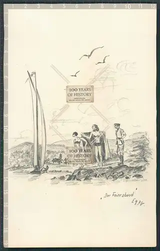 Original Handzeichnung Norwegen 1940 von Soldat Edgar Müller Der Feierabend Bade