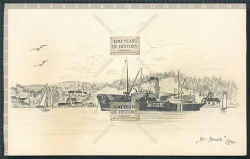 Original Handzeichnung Norwegen 1940 von Soldat Edgar Müller Der Besuch mit Blei