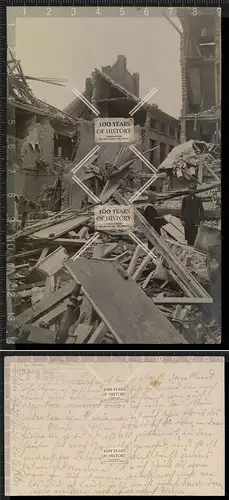 Orig. Foto AK 1. WK zerstörte Kirche Belgien Frankreich Feldpost