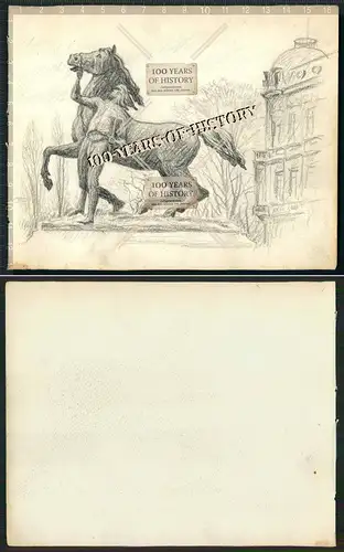 Orig. Handzeichnung Denkmal Weißrussland Statue Pferd mit Reiter aus Kriegsskizz