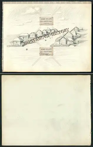 Orig. Handzeichnung Dorf Russland aus Kriegsskizzenbuch 16x13 cm Bleistiftzeichn