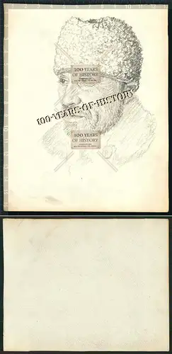 Orig. Handzeichnung Russe Bauer Porträt aus Kriegsskizzenbuch 16x13 cm Bleistift