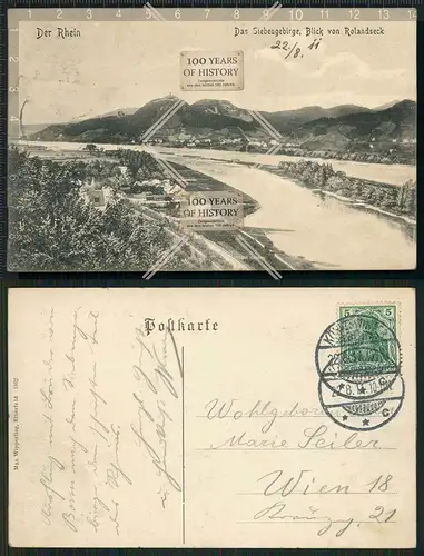 Orig. AK Siebengebirge Rhein Rolandseck Bonn Sieg 1911