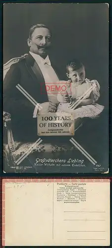 Orig. Foto AK Kaiser Wilhelm mit seinem Enkelchen Großväterchens Liebling