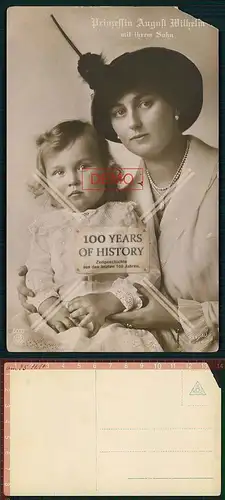 Orig. Foto AK Prinzessin Auguste Wilhelm mit ihrem Sohn