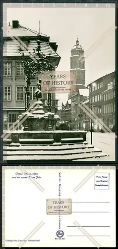 Orig. AK Göttingen Gänselieselbrunnen im Winterkleid Weihnachten Marktbrunnen