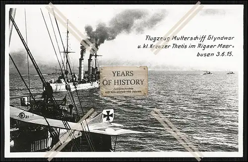 Foto Riga Kriegsschiff Flugzeug Mutterschiff SMH Glyndwor und Kreuzer Thetis 19