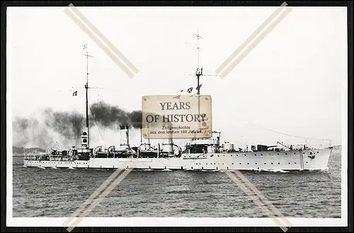 Foto SMS Regensburg 1914 Kleiner Kreuzer unter französischer Flagge