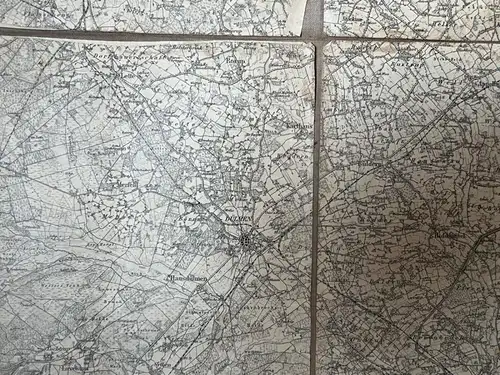 alte Landkarte Leinen 1914-18 - I. Ers. Btl. Inf.-Rgt. Nr. 13 Münster - 71x57cm