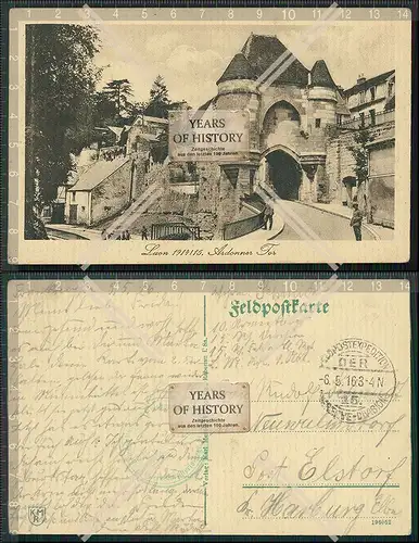 AK 1.WK Laon Aisne La Porte d Ardon Straßenpartie und Tor Soldaten 1916 Feldpost