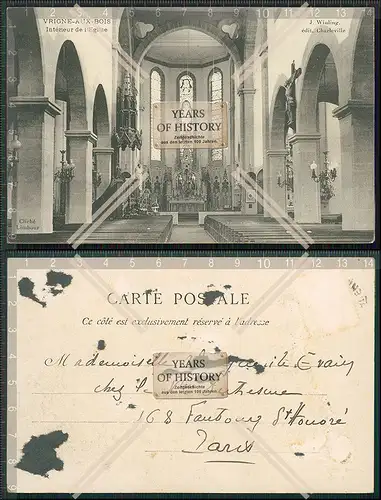 AK 1.WK Vrigne aux Bois Ardenne Kirche Kathedrale Innenansicht 1910