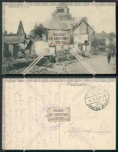 AK 1.WK Roye Haute Saone Zerstoerte Kirche und Dorf 1915 Feldpost gelaufen Fran