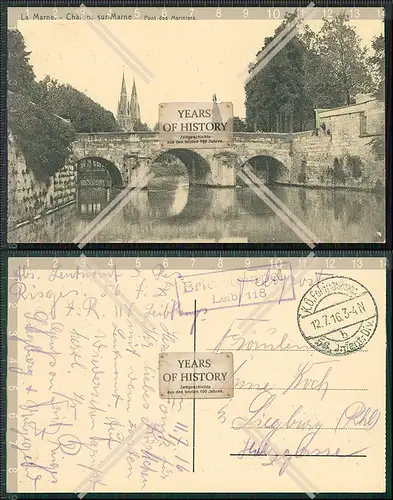 AK  Chalons sur Marne Pont des Mariniers 1916 Feldpost gelaufen Frankreich