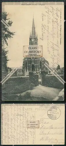 AK 1.WK Beaucamps Nord L Eglise Feldpost 1914 Frankreich gelaufen