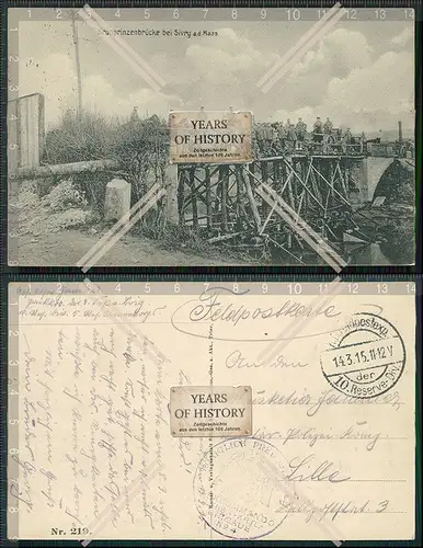 AK 1.WK Kronprinzenbrücke bei Sivry an der Maas Deutsche Soldaten 1915 Feldpos
