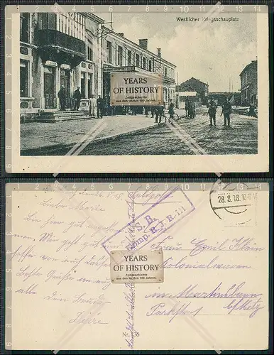 AK 1.WK Kriegsschauplatz Frankreich Straßenansicht 1918 Feldpost gelaufen