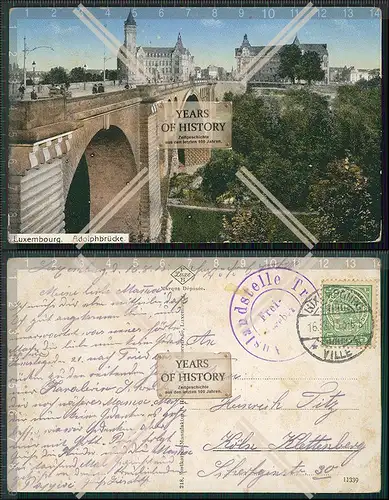 AK 1.WK Luxemburg Adolphe-Brücke 1915 gelaufen