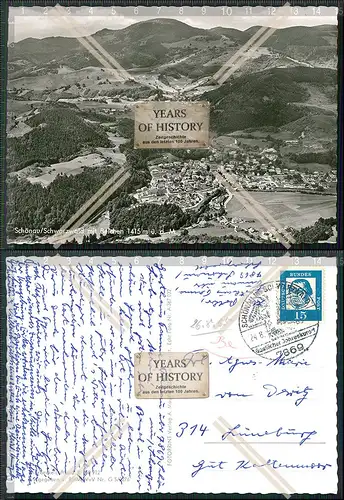 Foto AK Schönau Schwarzwald mit Blechen Fliegeraufnahme Luftbild Karte gelaufe