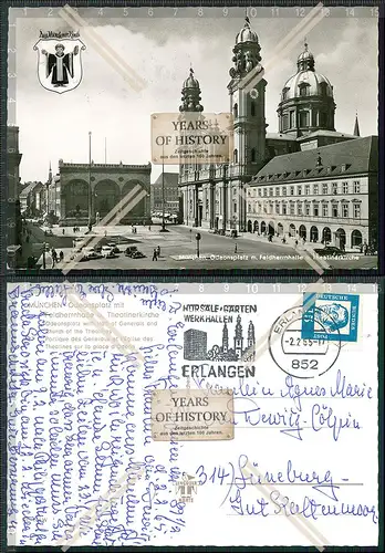 Foto AK München Kindel Karte Odeonsplatz Feldherrnhalle Theatinerkirche