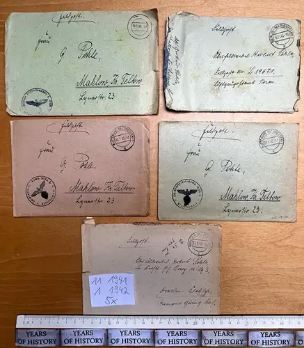 5x Feldpostbrief 1941-42 FPN 19671 Ln.Rgt.15 H. Pohle aus Blankenfelde Mahlow