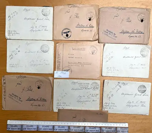 10x Feldpostbrief 10. 1940 FPN 19671 Ln.Rgt.15  H. Pohle aus Blankenfelde Mahlow