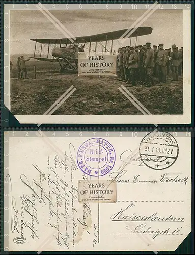 AK 1. WK Flugzeug Airplane Fussa. Bataillon Nr. 1020 Feldpost 1918 gelaufen