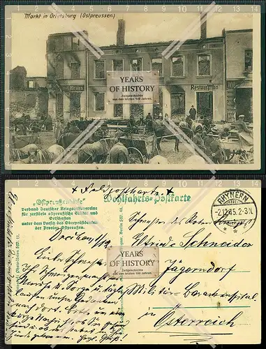AK Ortelsburg Szczytno Ostpreußen Ermland-Masuren 1915 gel. von Rhynern