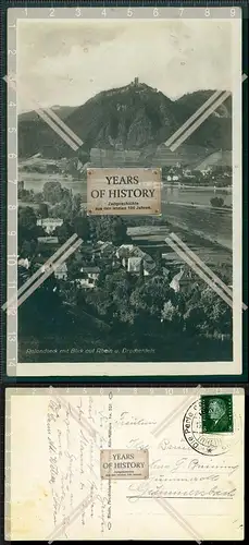 Foto AK mit Blick auf den Rhein und Drachenfels gelaufen 1929