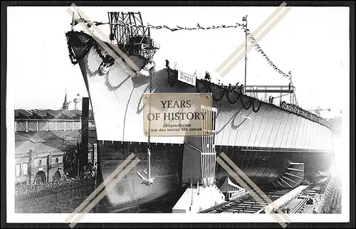 Foto Schlachtschiff Tirpitz Stapellauf 1939 in Wilhelmshaven