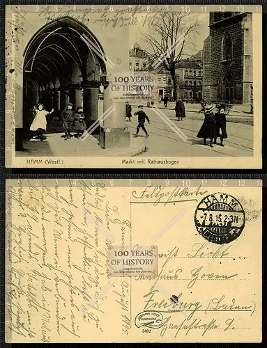 Orig. AK Hamm Westfalen Markt Rathaus Feldpost gel. 1915